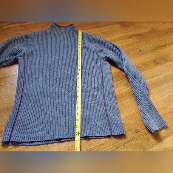 GUESS 100% cotton ribbed chunky knit gray 3/4 high neck zipper pullover sweater - Picture 7 of 7